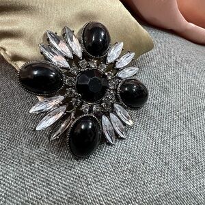Black And White Vintage Rhinestone Brooch, Very Stunning And Stylish.